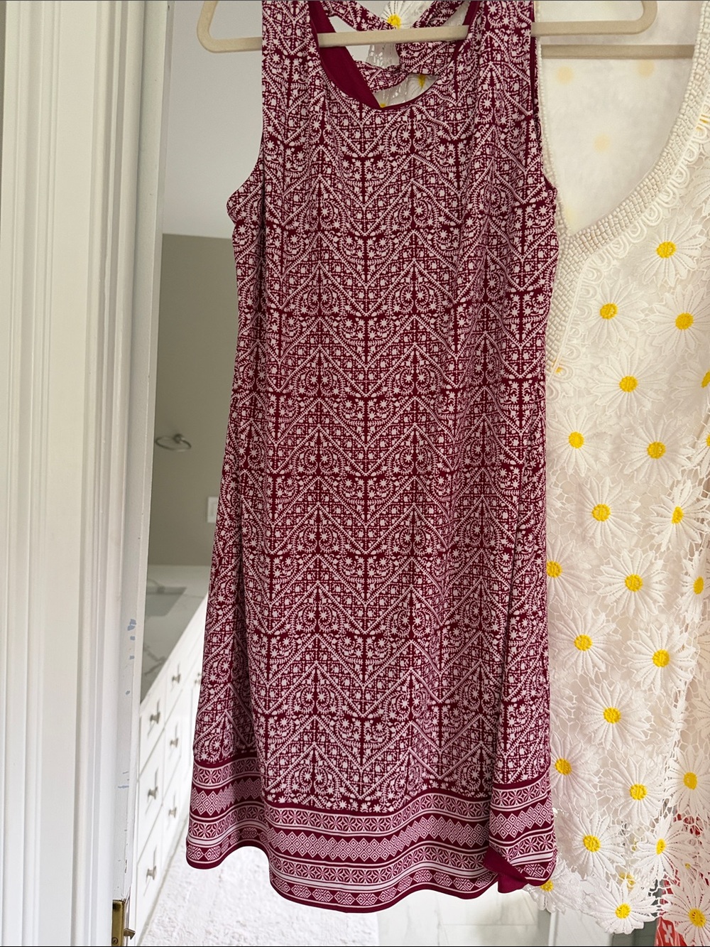 Magnolia Burgundy Printed Sleeveless Mini Dress - Picture 1 of 16